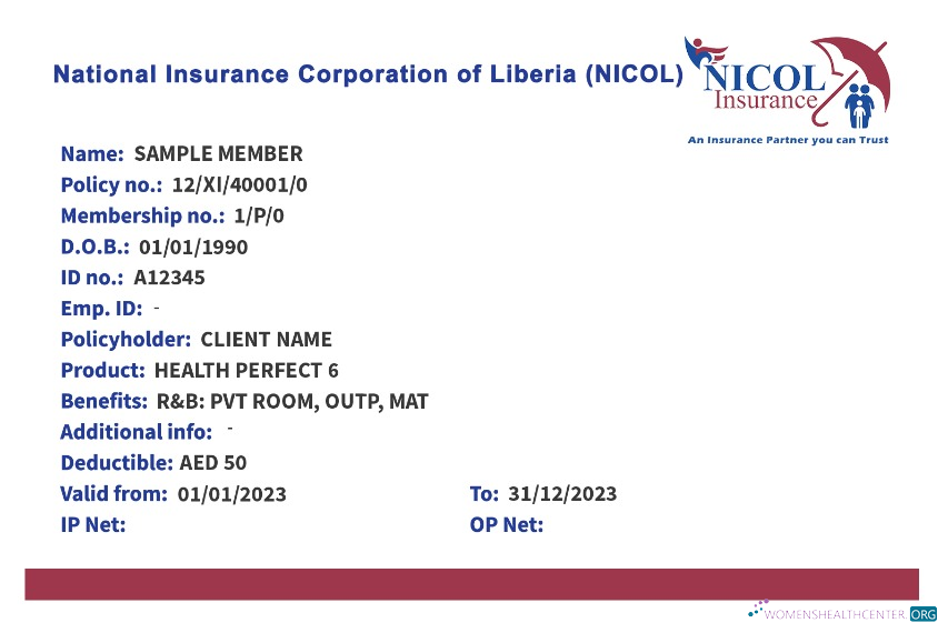 Download Liberia health insurance card Photoshop template